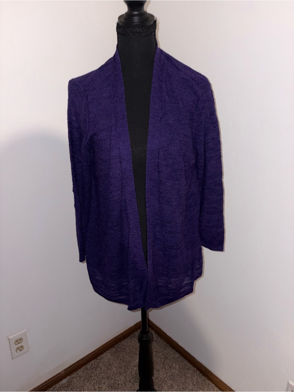 croft & barrow Deep Purple Open-Front Women's Cardigan